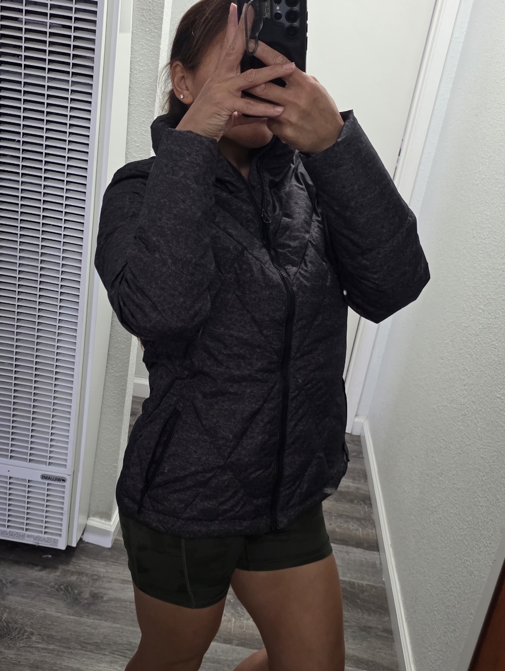 Champion Women's Dark Heather Gray Quilted Puffer Jacket